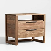 Linea Large Natural Teak Wood Charging Nightstand
