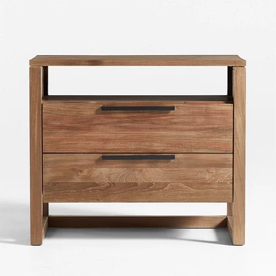 Linea Large Natural Teak Wood Charging Nightstand