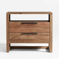 Linea Large Natural Teak Wood Charging Nightstand