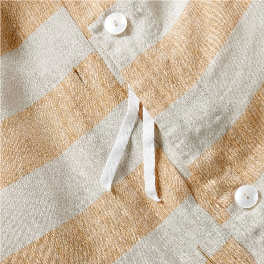 New Natural EUROPEAN FLAX ™-certified Linen Cabana Stripe Arcadia Tan/Savannah Yellow King Duvet Cover