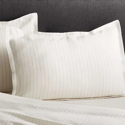 Pure Linen Pinstripe Warm White Standard Pillow Sham