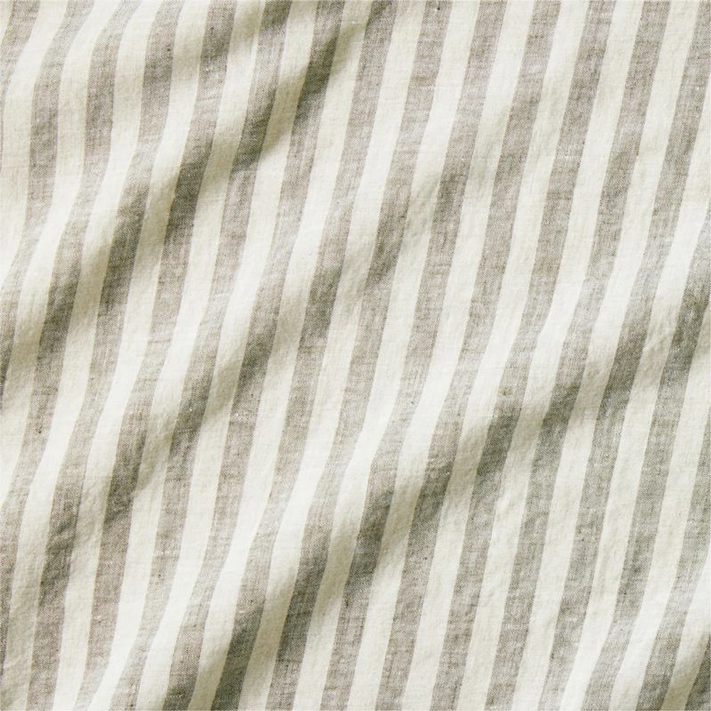 New Natural EUROPEAN FLAX ™-certified  Linen Petite Stripe Arcadia Tan/Burnt Green Full Bed Sheet Set