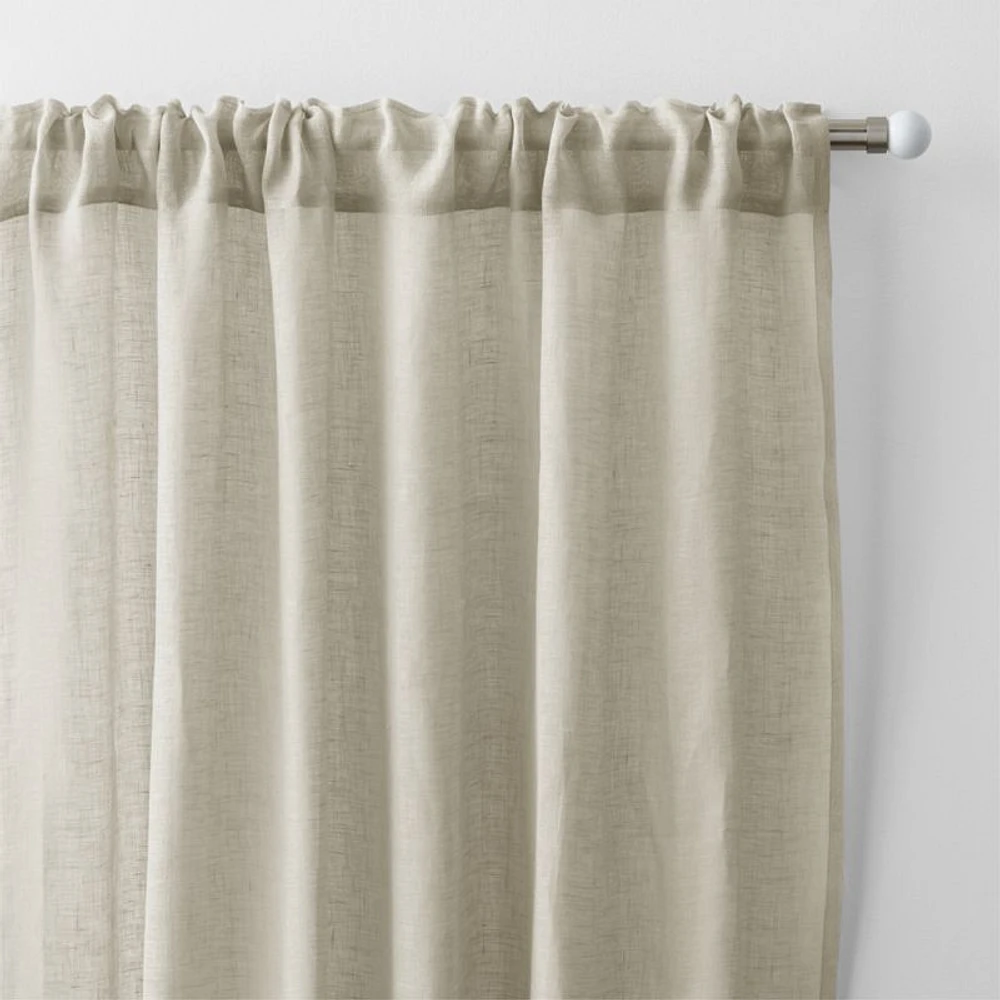 Natural Beige Linen Sheer Window Curtain Panel 52"x63"