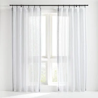 Bordered White Sheer Linen Curtain Panel 52"x84"