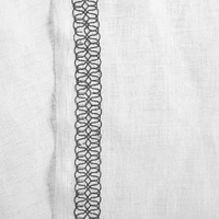 Bordered White Sheer Linen Curtain Panel 52"x84"