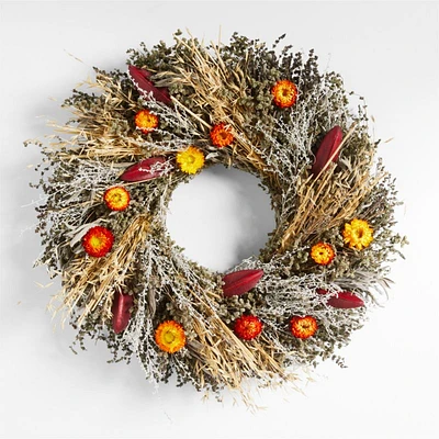 Live Fall Strawflower Wreath 22"