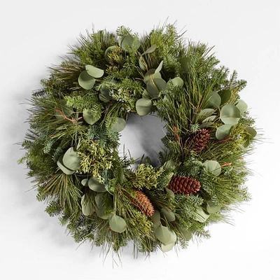 Live Pinecones & Greens Wreath 22"