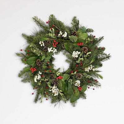 Live Red Berry Wreath 22"