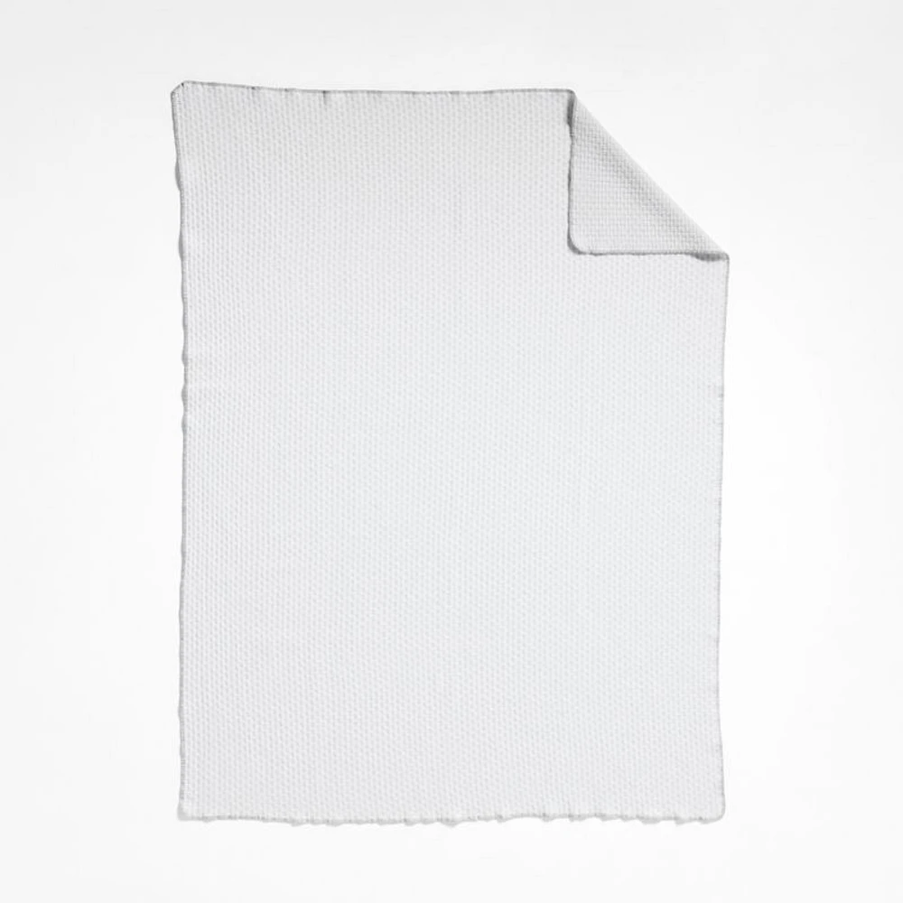 Llama Wool and Organic Cotton Blend Textured 70"x55" Light Grey Throw Blanket