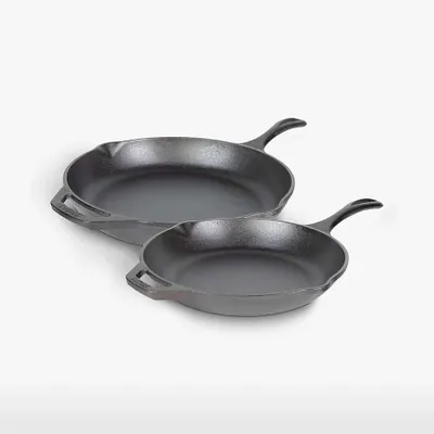 Lodge Chef Collection 2-Piece 10" and 12" Cast Iron Skillet Set