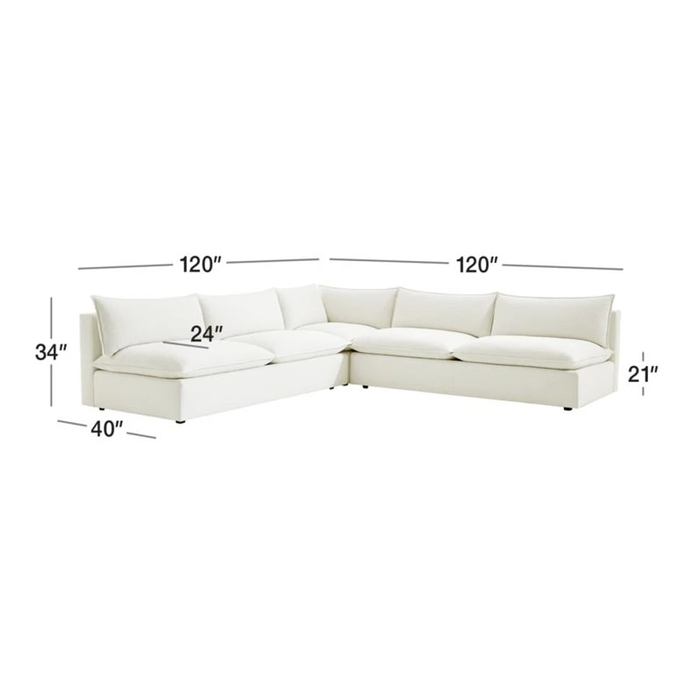 Lotus Deep Modular 3-Piece Corner Sectional Sofa