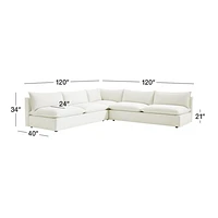 Lotus Deep Modular 3-Piece Corner Sectional Sofa