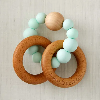 Loulou Lollipop Wood and Mint Silicone Baby Teether