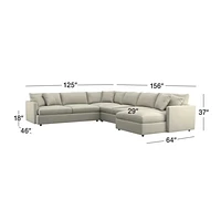 Lounge Deep 4-Piece Corner Sectional with Chaise Lounge