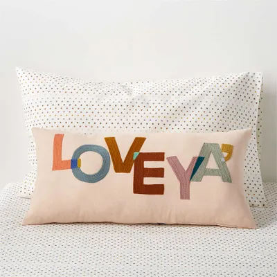 "Love Ya'" Embroidered Kids Throw Pillow