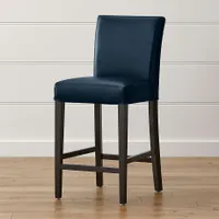 Lowe Navy Leather Counter Stool