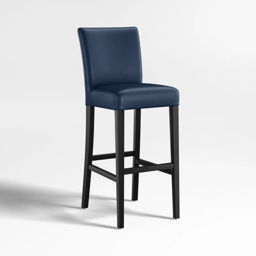 Lowe Navy Leather Bar Stool