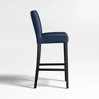 Lowe Navy Leather Bar Stool