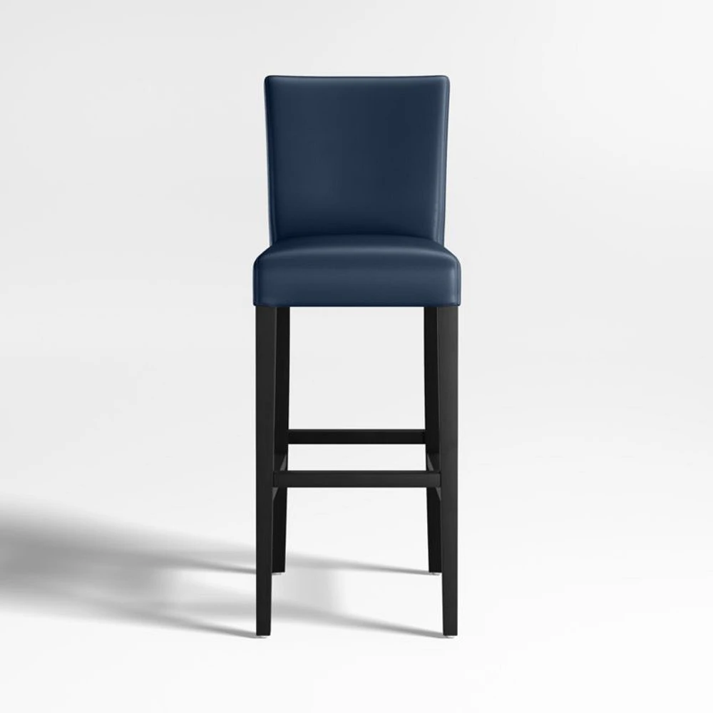 Lowe Navy Leather Bar Stool