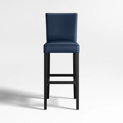 Lowe Navy Leather Bar Stool