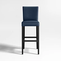 Lowe Navy Leather Bar Stool