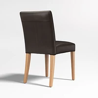 Lowe Chocolate Leather Dining Chair with Natural Wood Legs