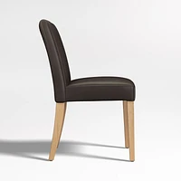 Lowe Chocolate Leather Dining Chair with Natural Wood Legs