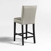 Lowe Pewter Grey Leather Counter Stool with Ebony Wood Legs