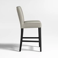 Lowe Pewter Grey Leather Counter Stool with Ebony Wood Legs