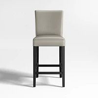 Lowe Pewter Grey Leather Counter Stool with Ebony Wood Legs
