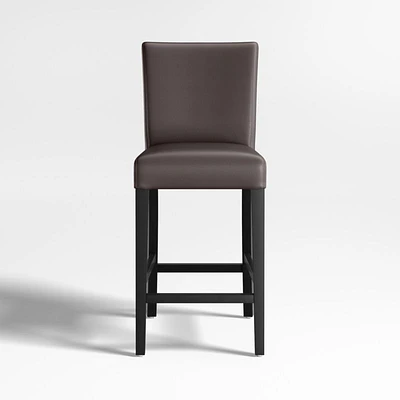 Lowe Smoke Grey Leather Counter Stool with Ebony Wood Legs