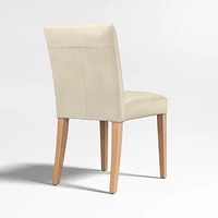 Lowe Ivory Leather Dining Chair with Natural Wood Legs