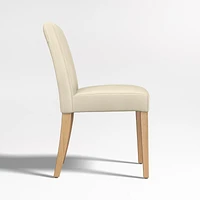 Lowe Ivory Leather Dining Chair with Natural Wood Legs