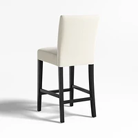 Lowe Ivory Upholstered Counter Stool with Ebony Wood Legs