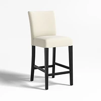 Lowe Ivory Upholstered Counter Stool with Ebony Wood Legs