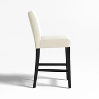 Lowe Ivory Upholstered Counter Stool with Ebony Wood Legs