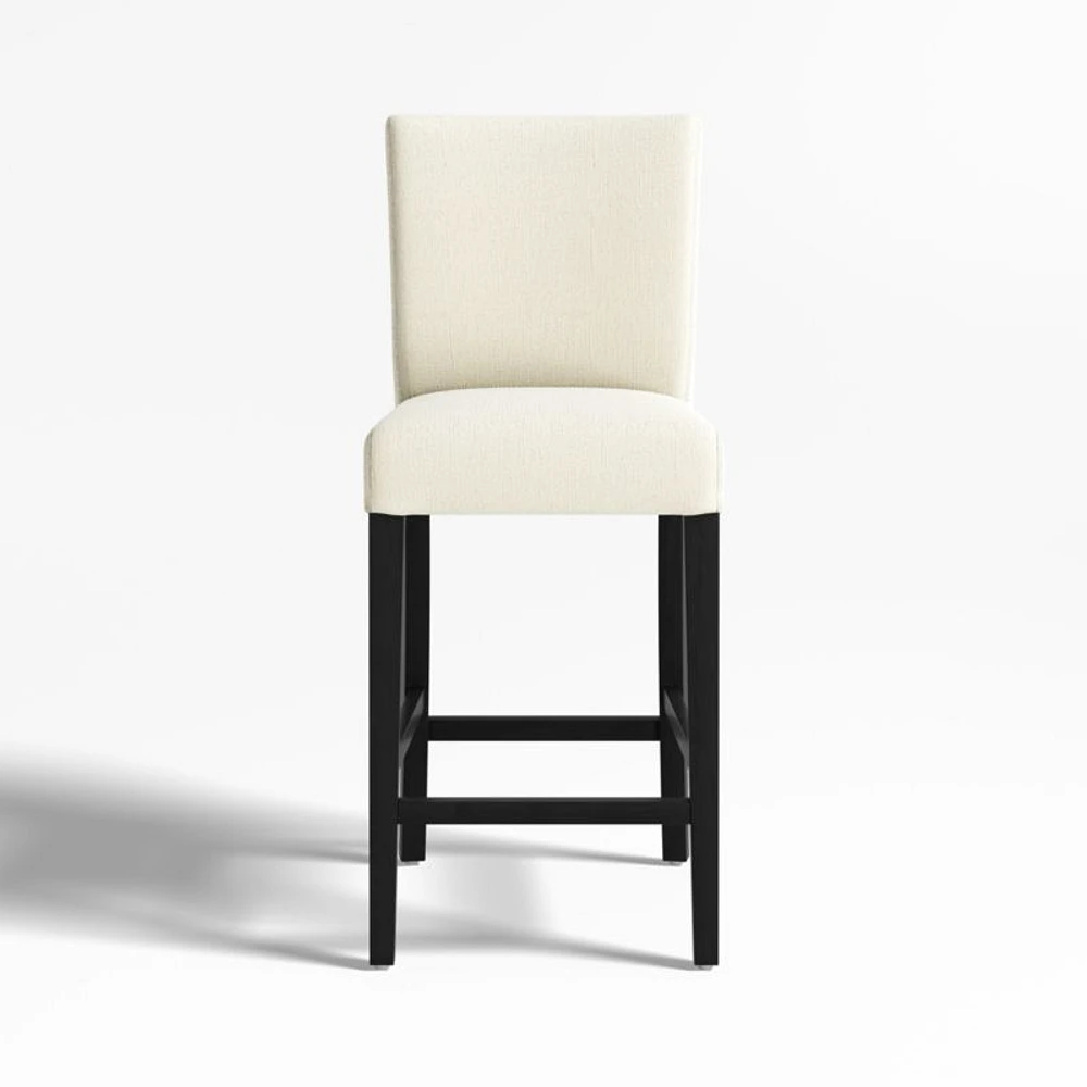 Lowe Ivory Upholstered Counter Stool with Ebony Wood Legs