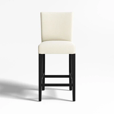 Lowe Ivory Upholstered Counter Stool with Ebony Wood Legs