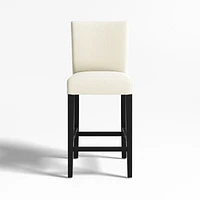 Lowe Ivory Upholstered Counter Stool with Ebony Wood Legs