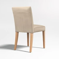 Lowe Tan Light Brown Leather Dining Chair with Natural Wood Legs, Set of 4
