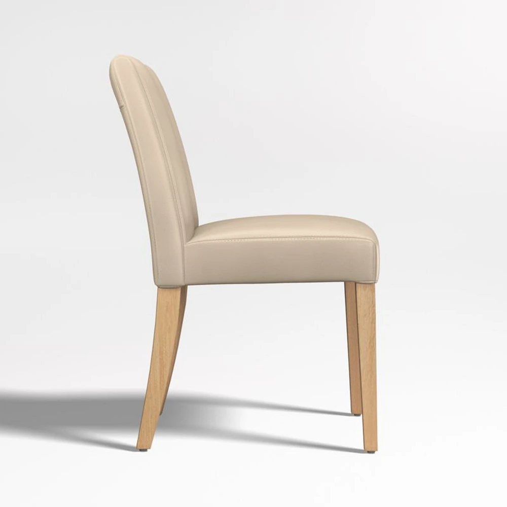 Lowe Tan Light Brown Leather Dining Chair with Natural Wood Legs, Set of 4