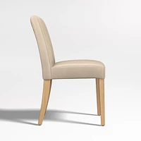 Lowe Tan Light Brown Leather Dining Chair with Natural Wood Legs, Set of 4