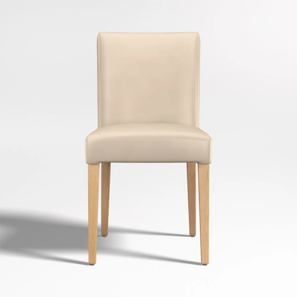 Lowe Tan Light Brown Leather Dining Chair with Natural Wood Legs, Set of 4