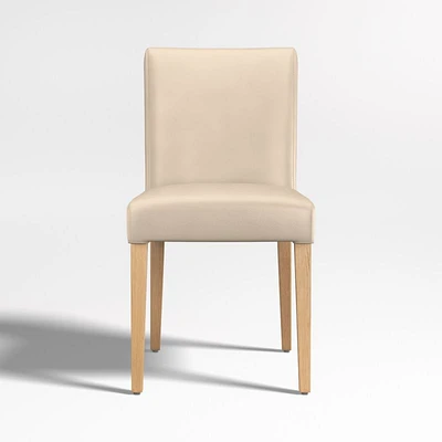 Lowe Tan Light Brown Leather Dining Chair with Natural Wood Legs, Set of 4