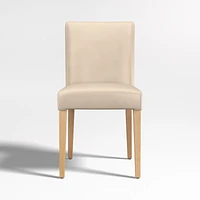 Lowe Tan Light Brown Leather Dining Chair with Natural Wood Legs, Set of 4