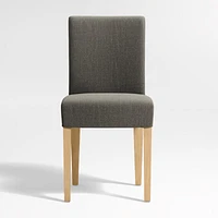 Lowe Charcoal Grey Upholstered Dining Chair with Natural Wood Legs