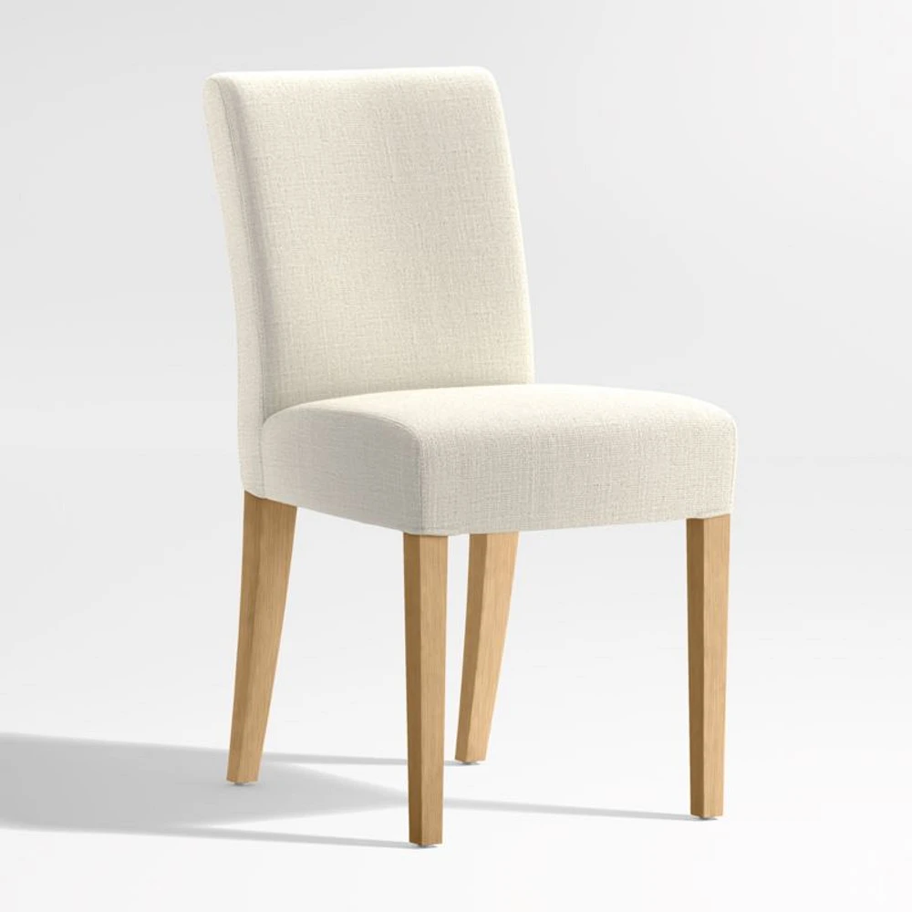 Lowe Ivory Upholstered Dining Chair with Natural Wood Legs, Set of 4