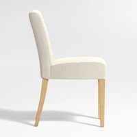 Lowe Ivory Upholstered Dining Chair with Natural Wood Legs, Set of 4