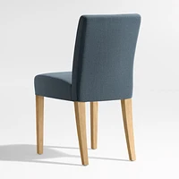 Lowe Navy Upholstered Dining Chair with Natural Wood Legs, Set of 4
