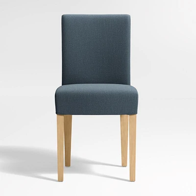 Lowe Navy Upholstered Dining Chair with Natural Wood Legs, Set of 4